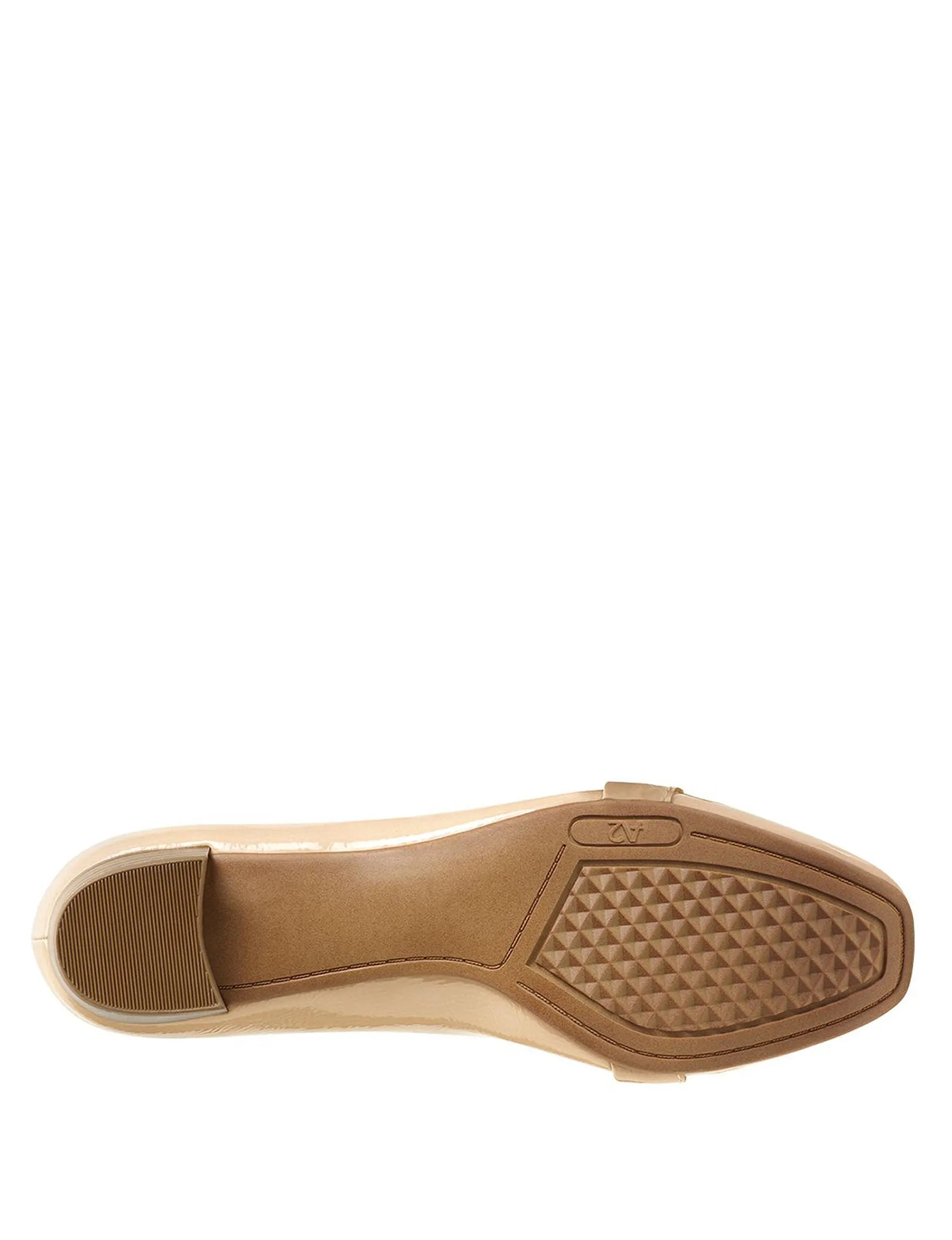 Aerosoles Nude Patent Bow Detail Vamp Slip On Low Heeled Comfortable Loafers