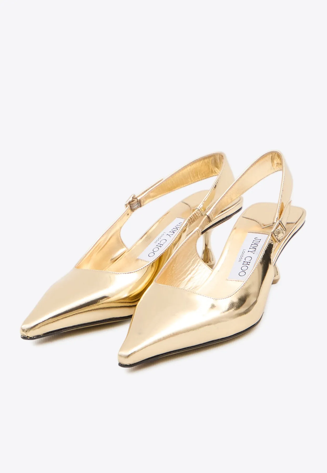 Amel 50 Metallic Leather Slingback Pumps