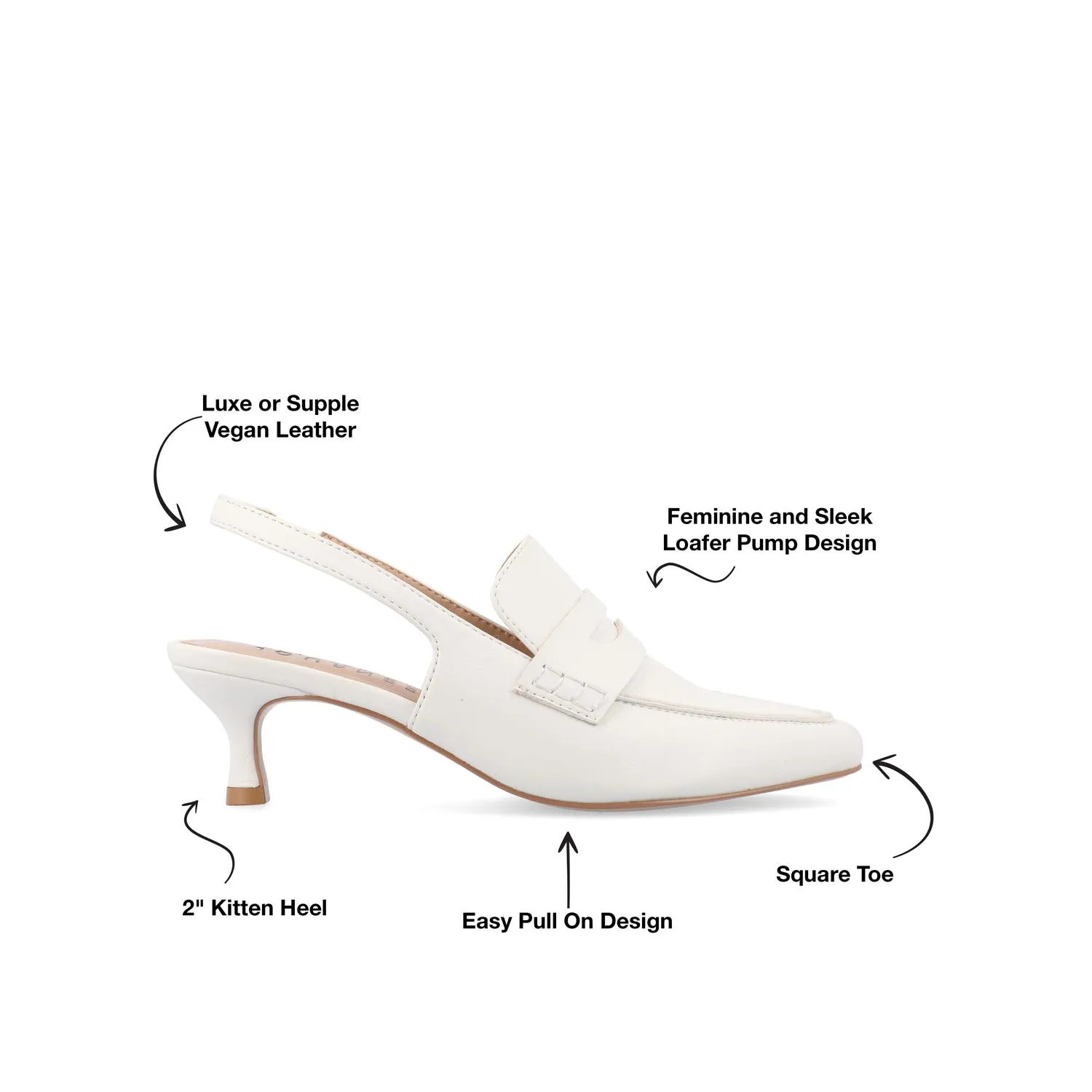 AMORY KITTEN HEEL LOAFERS IN FAUX LEATHER IN WIDE