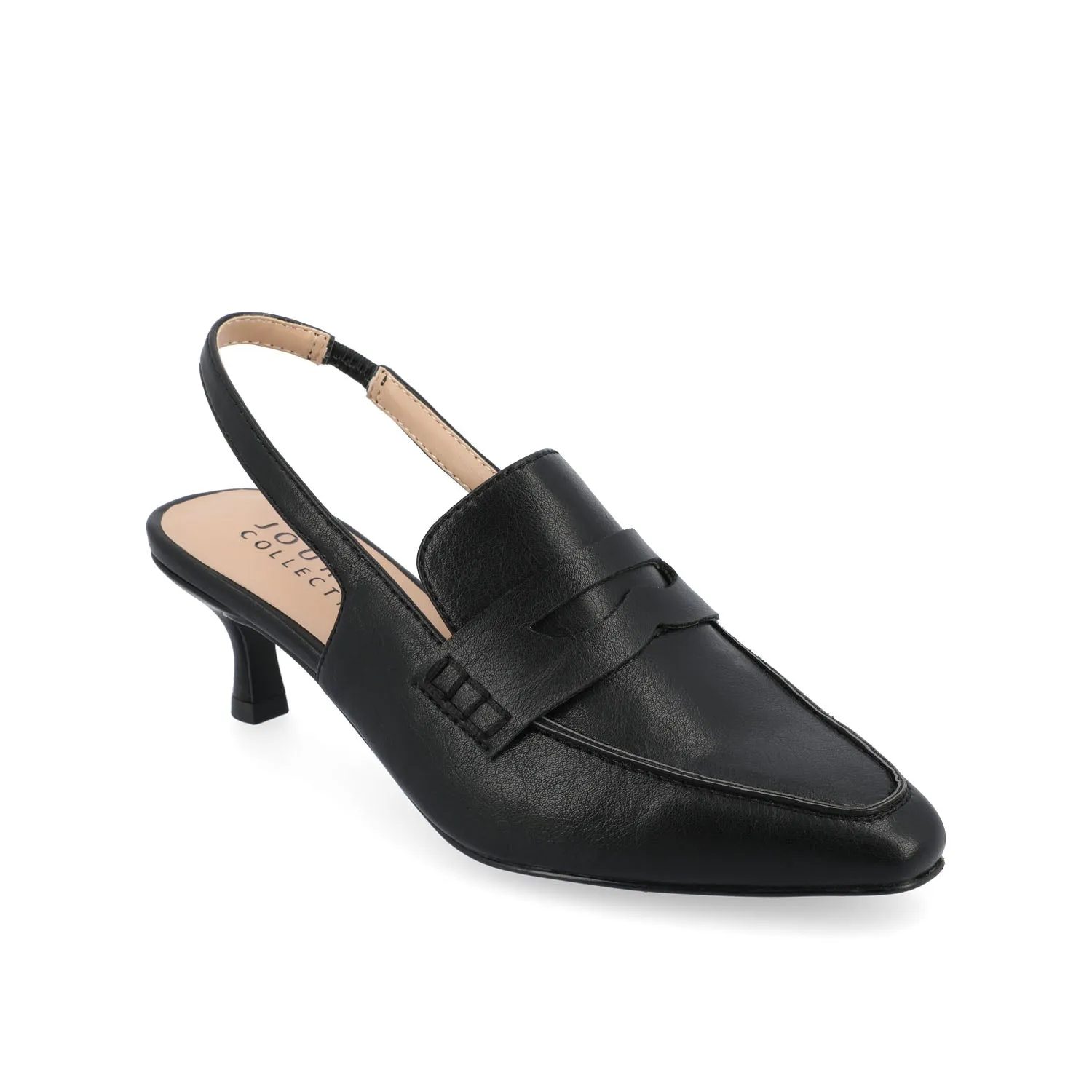 AMORY KITTEN HEEL LOAFERS IN FAUX LEATHER IN WIDE