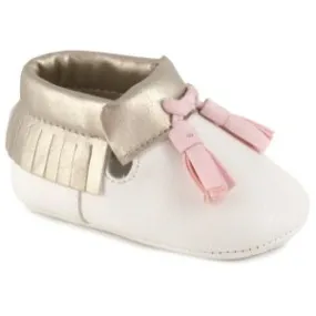 Baby Deer Samantha White Champagne Moccasins