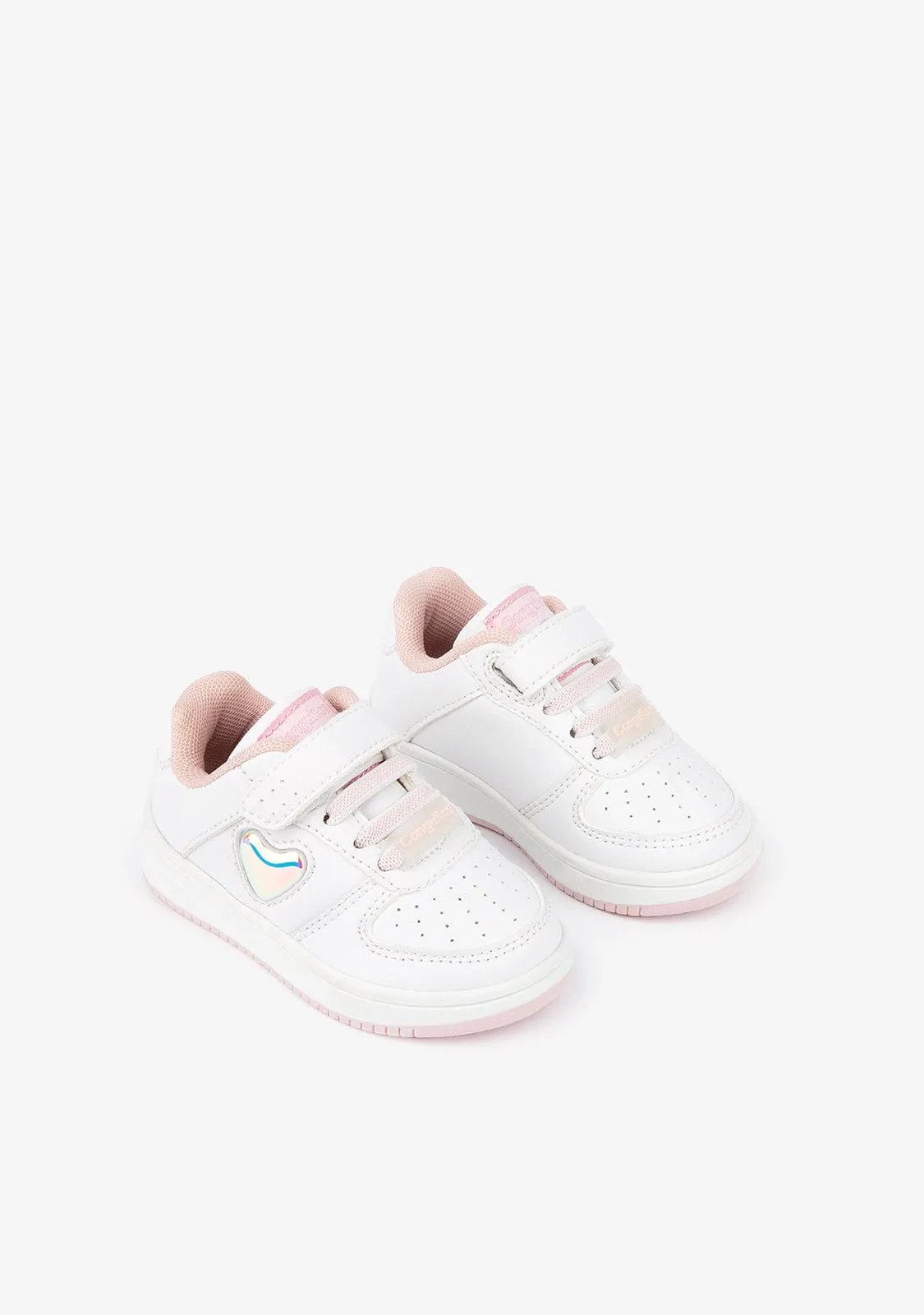Baby's White Heart With Lights Sneakers