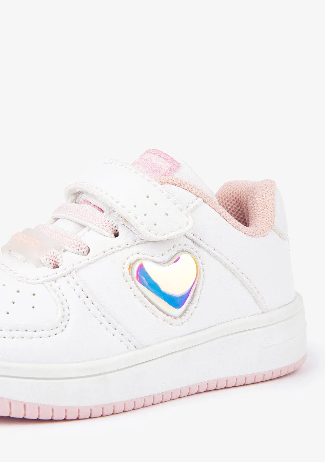 Baby's White Heart With Lights Sneakers