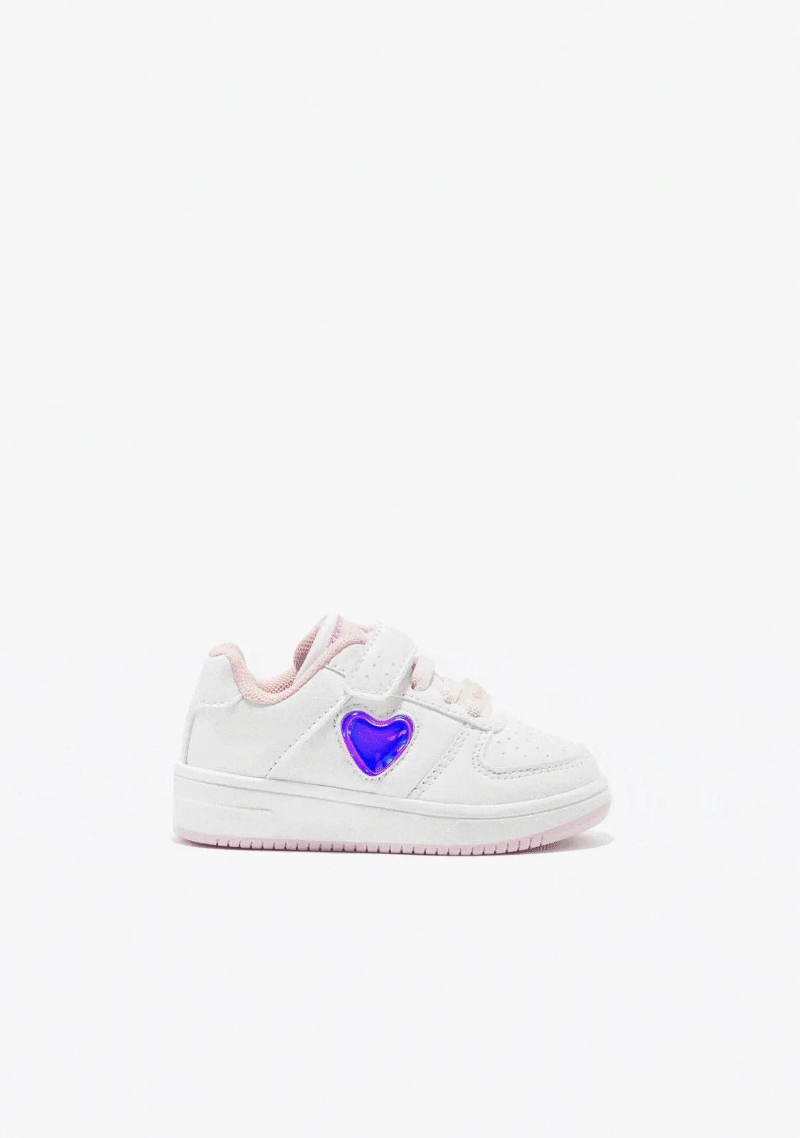 Baby's White Heart With Lights Sneakers