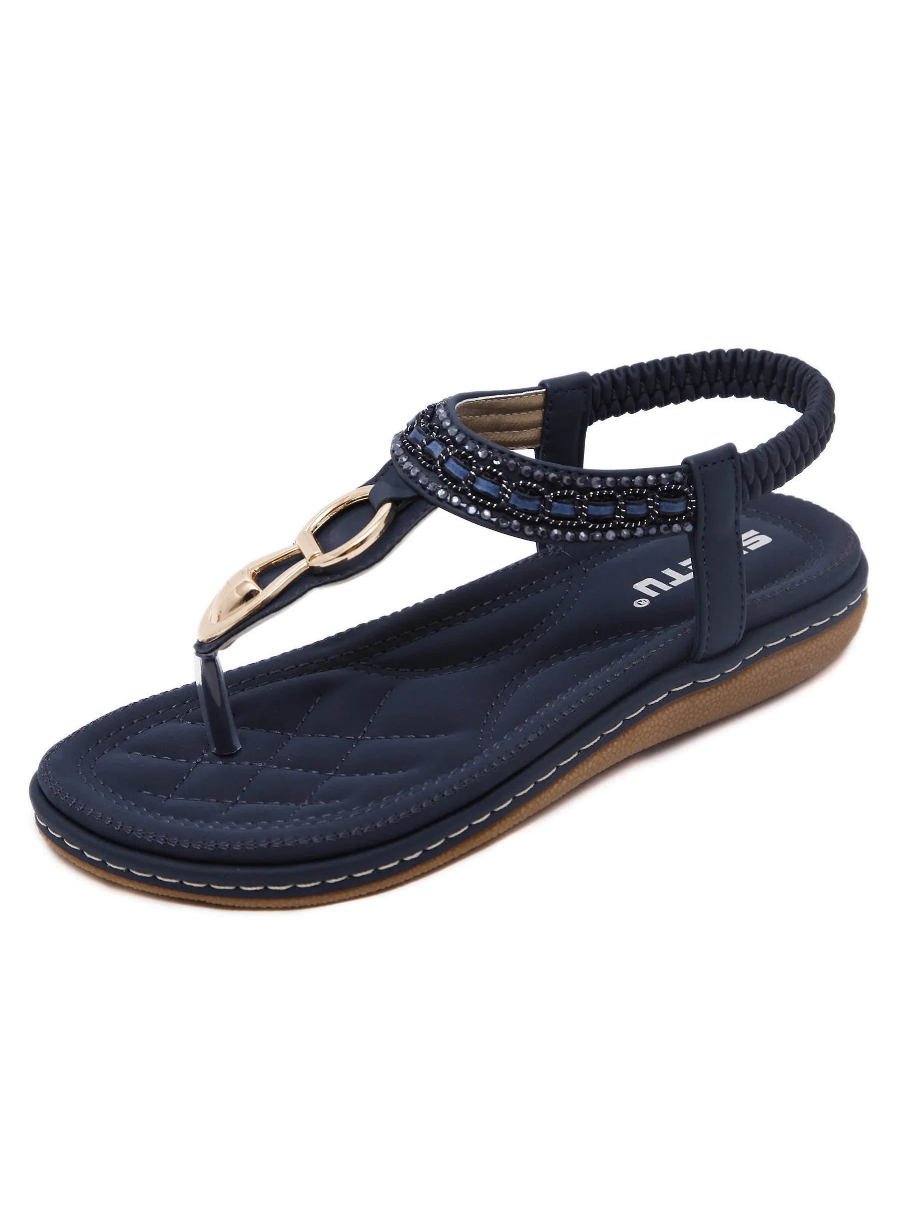 Beach Metal Rhinestone Flat Shoes