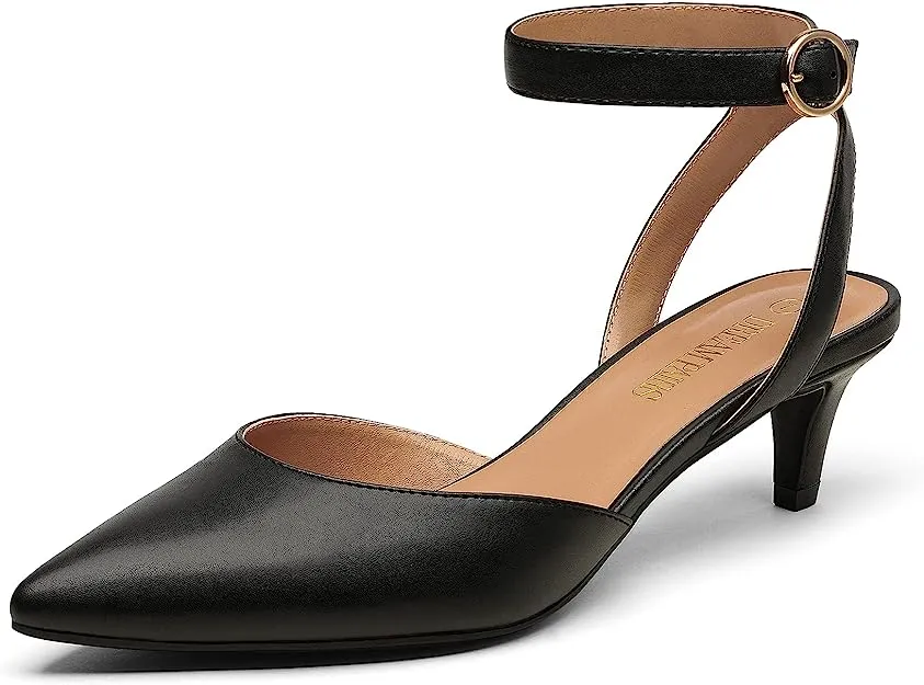 Beige Ankle Strap Low Heel Closed Toe Shoes