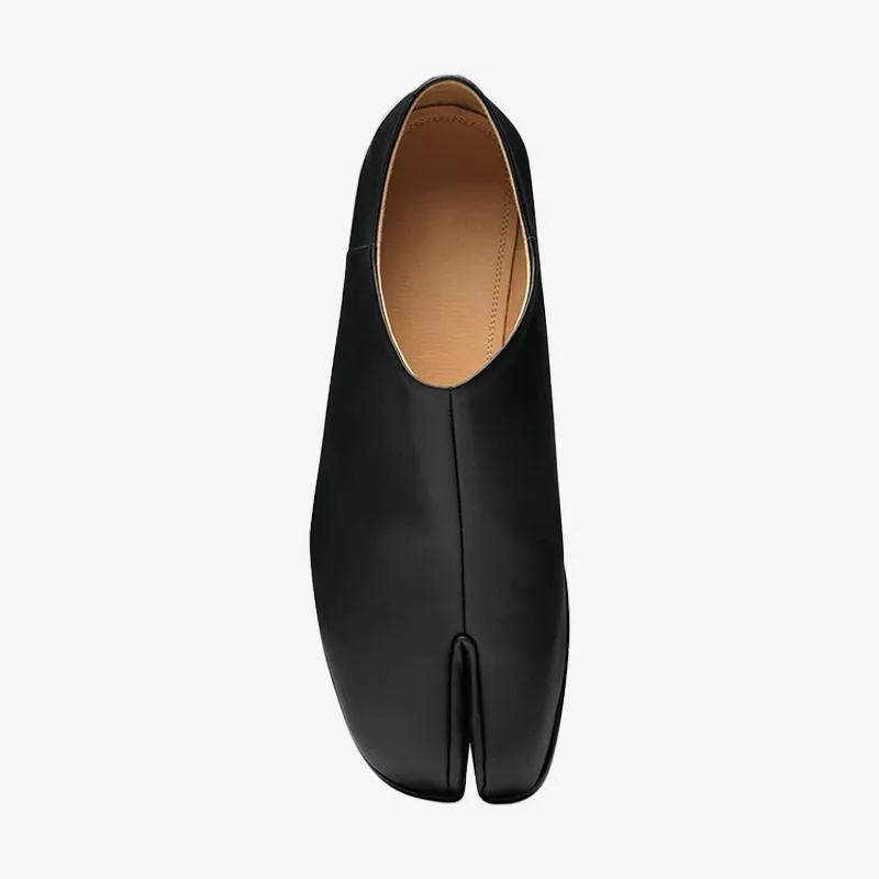Black Calf Leather Split-Toe Shoes