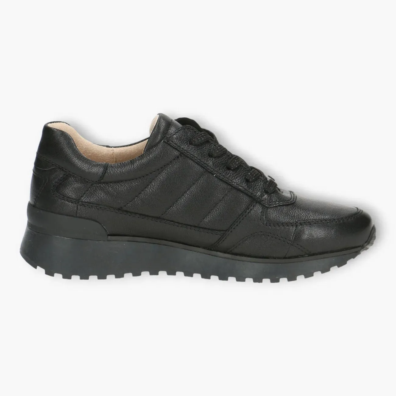 Black Leather Lace-Up Shoes with Side Zip & Removable Footbed