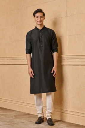 Black Zero Point Collar Single Kurta