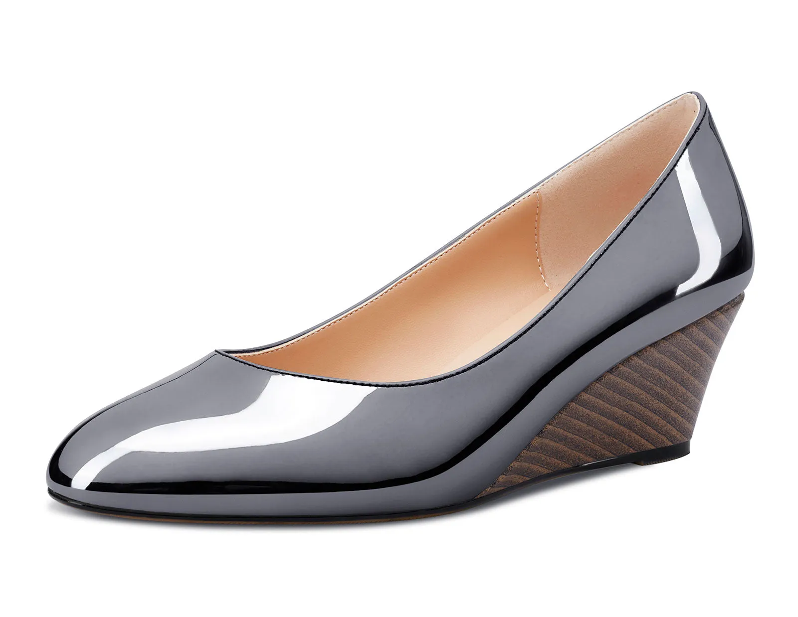 Castamere Womens Wedge Heels Pumps Comfort Slip-on Round-Toe Basic Pump 2Inch Mid-Heel