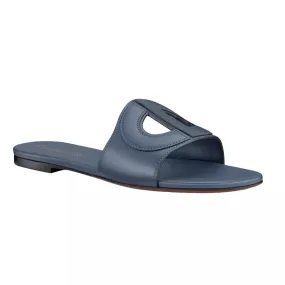 CHRISTIAN DIOR DWAY D-CLUB CALFSKIN LEATHER LOGO SLIDE MULES