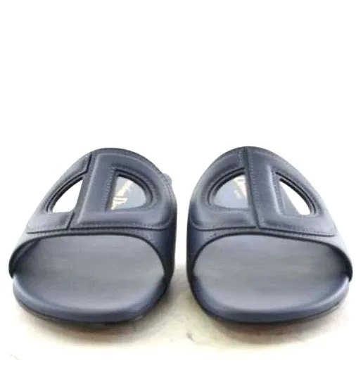 CHRISTIAN DIOR DWAY D-CLUB CALFSKIN LEATHER LOGO SLIDE MULES