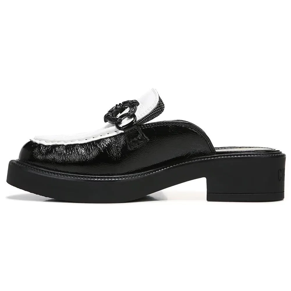Circus by Sam Edelman Nancy Black White Rounded Toe Patent Slip On Dress Mules
