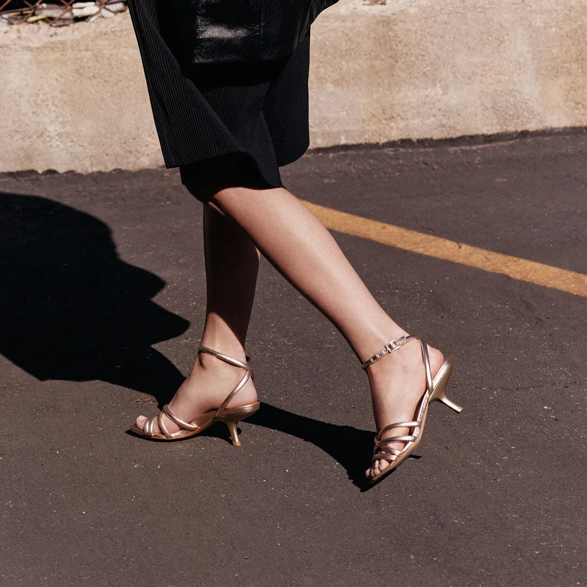 Clara Angled Heel | Soft Gold