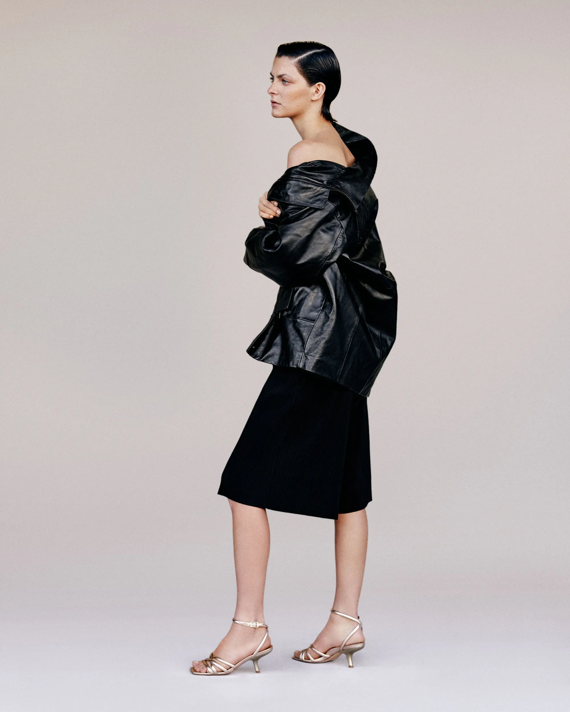 Clara Angled Heel | Soft Gold