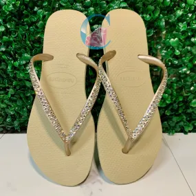 Gold Thin Strap Havaianas/Crystal - 2 Rows*