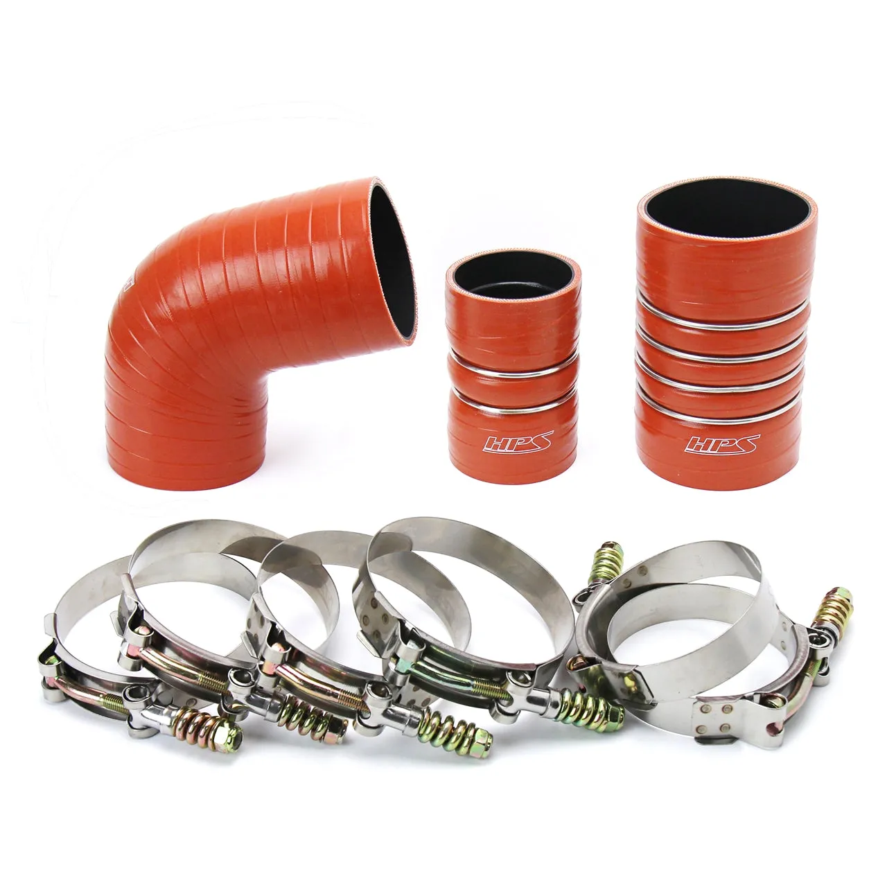 HPS Silicone Intercooler Hoses GMC Sierra 2500/3500 HD 6.6L Duramax Diesel (04.5-05) [High Temp Aramid Reinforced Boots Kit] Orange or Black