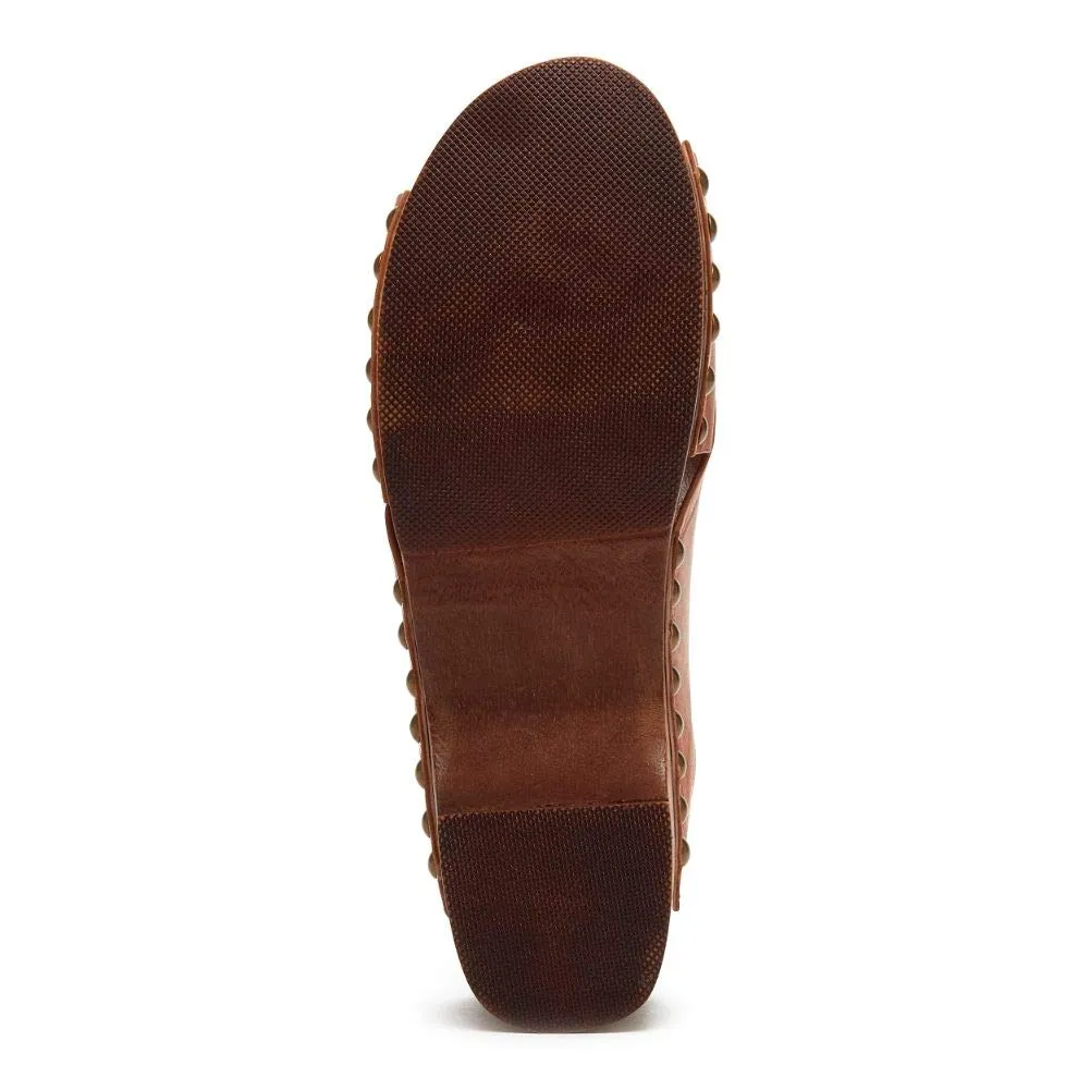 Kelsi Dagger Brooklyn Sands Tanned Leather Open Toe Slip On Fashion Wood Clogs