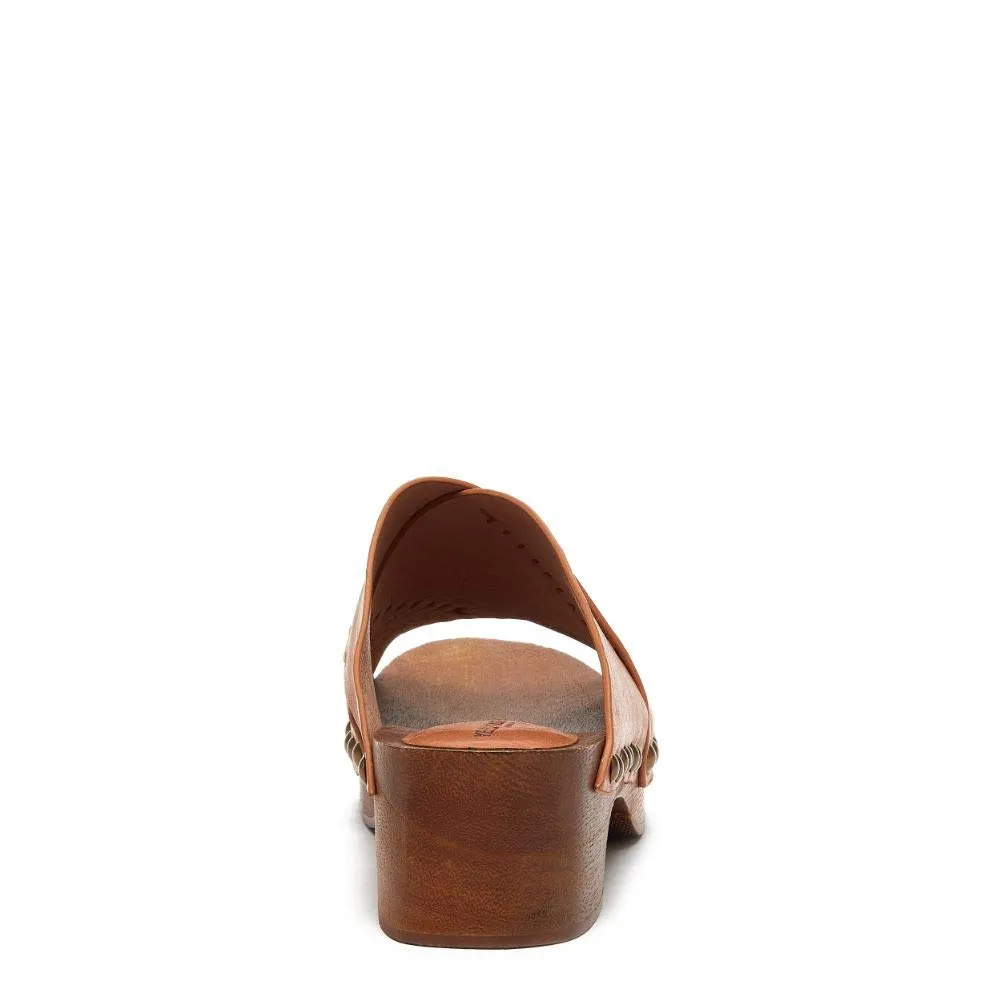 Kelsi Dagger Brooklyn Sands Tanned Leather Open Toe Slip On Fashion Wood Clogs