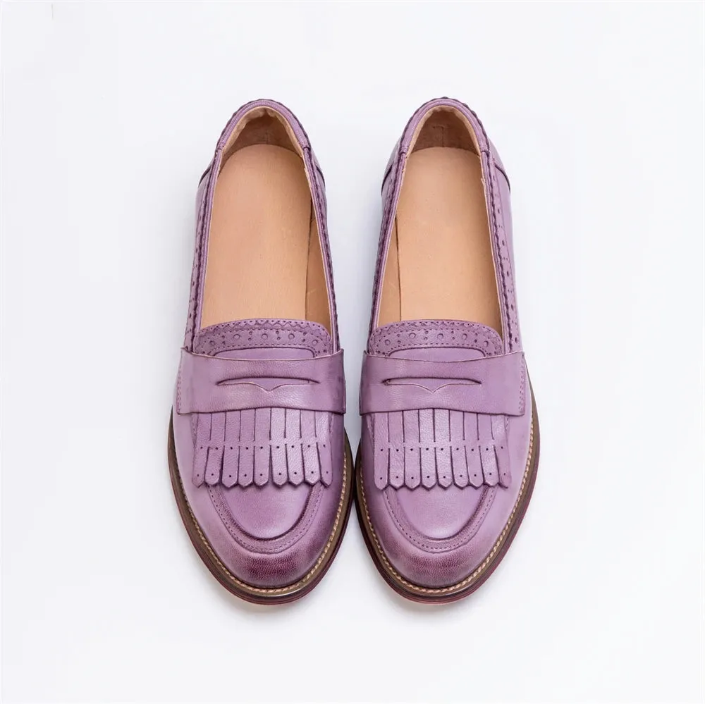 Kinsey Vintage Genuine Leather Fringe Loafer