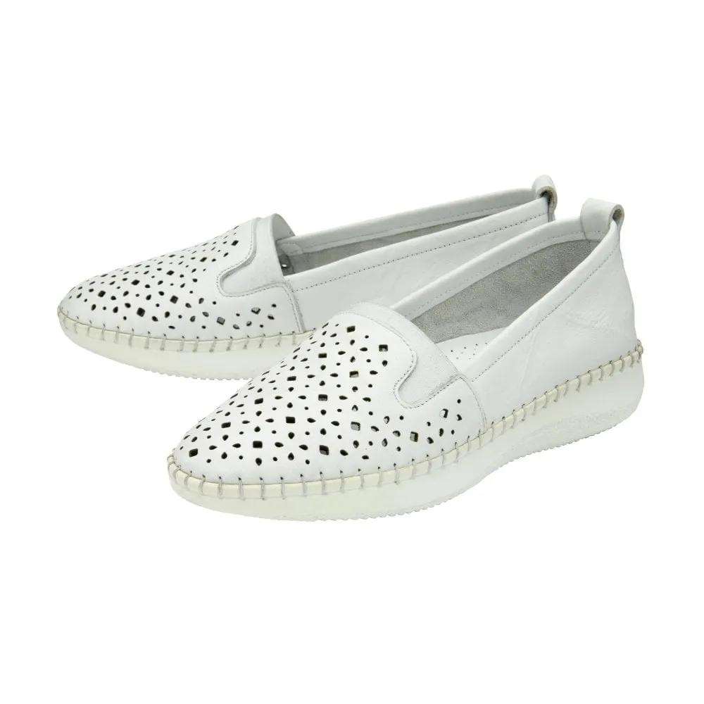 Lotus Francesca WHITE Soft Leather Slip On Shoe