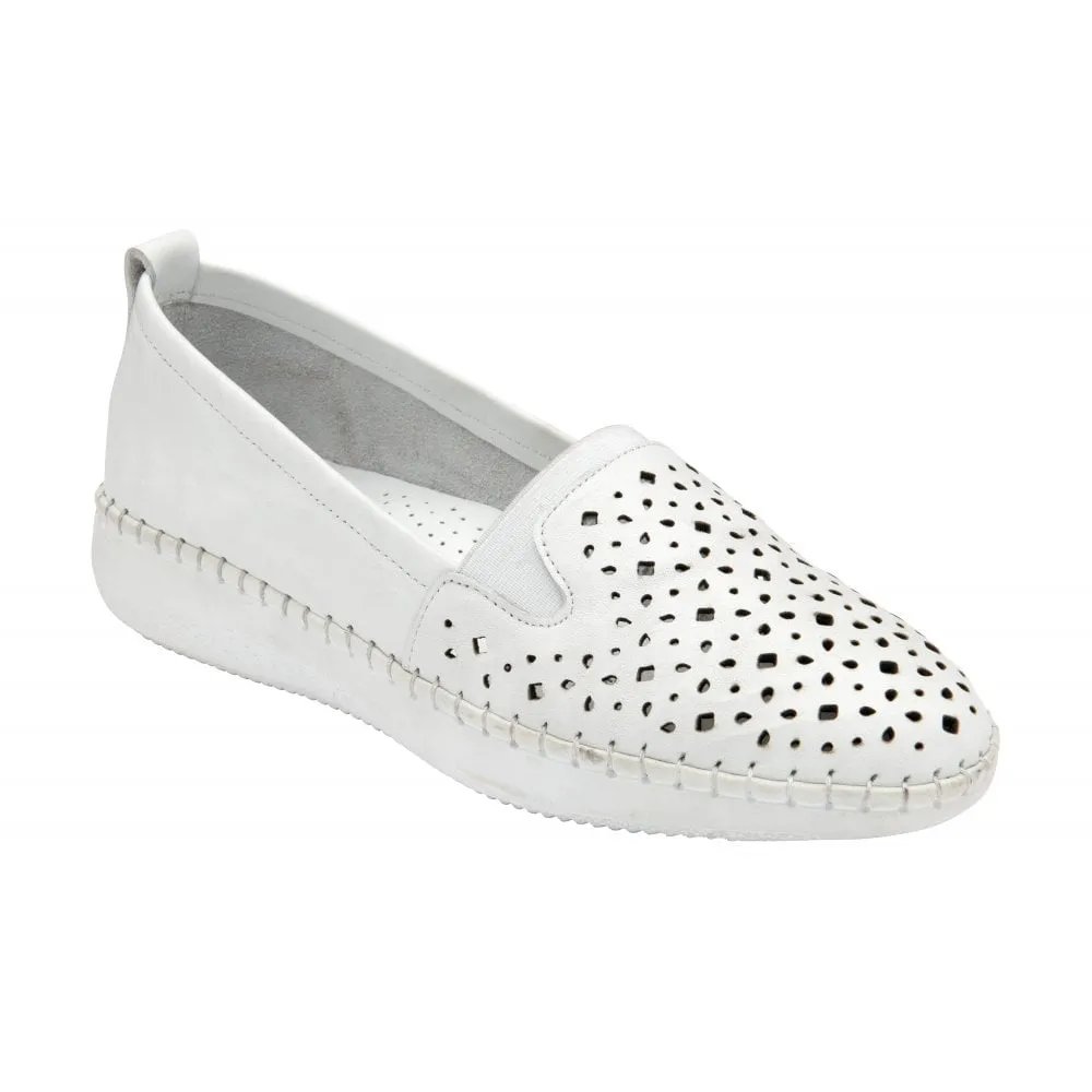 Lotus Francesca WHITE Soft Leather Slip On Shoe
