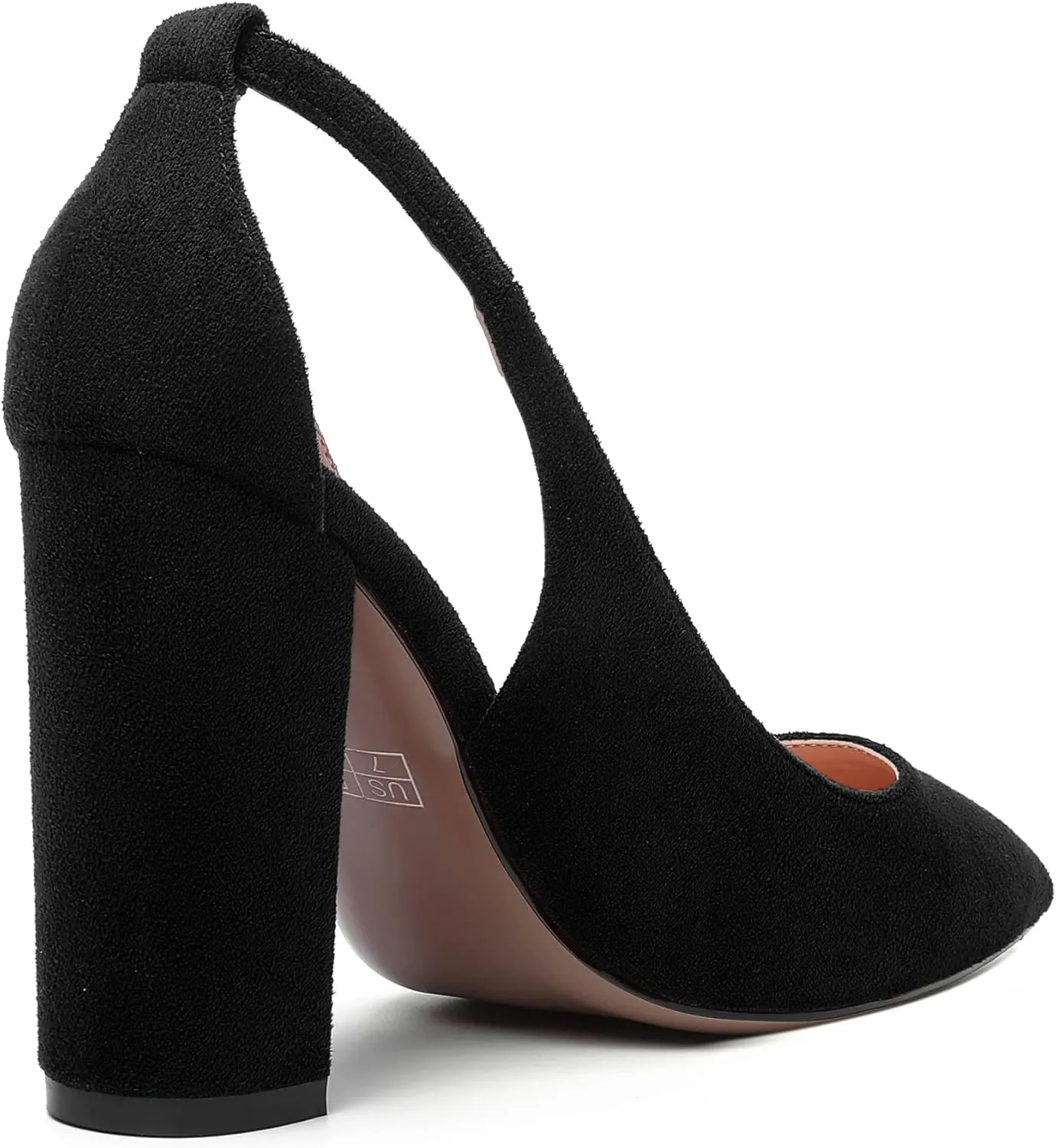 MERRORI Womens Evening Pointed Toe Solid Suede Elegant Slip On Chunky High Heel Pumps Shoes 4 Inch