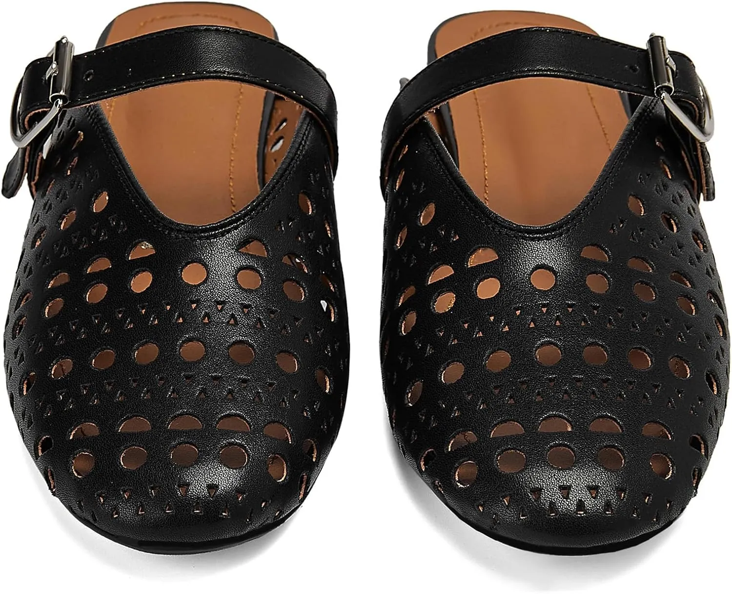 Mesh Flats Mules Sandals for Women,Women's Closed Toe Hollowing Fishnet Flat Sandals with Adjustable Ankle Strap Summer Dressy Sandals Low Heel Flats Ultra Comfortable Slip on Casual Shoes
