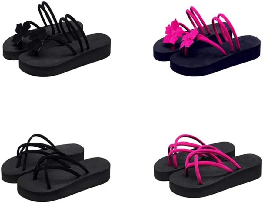 MIOKE Women's Strappy Flat Flipflops Summer Platform Slip On Comfort Nonslip Casual Beach Thong Sandals