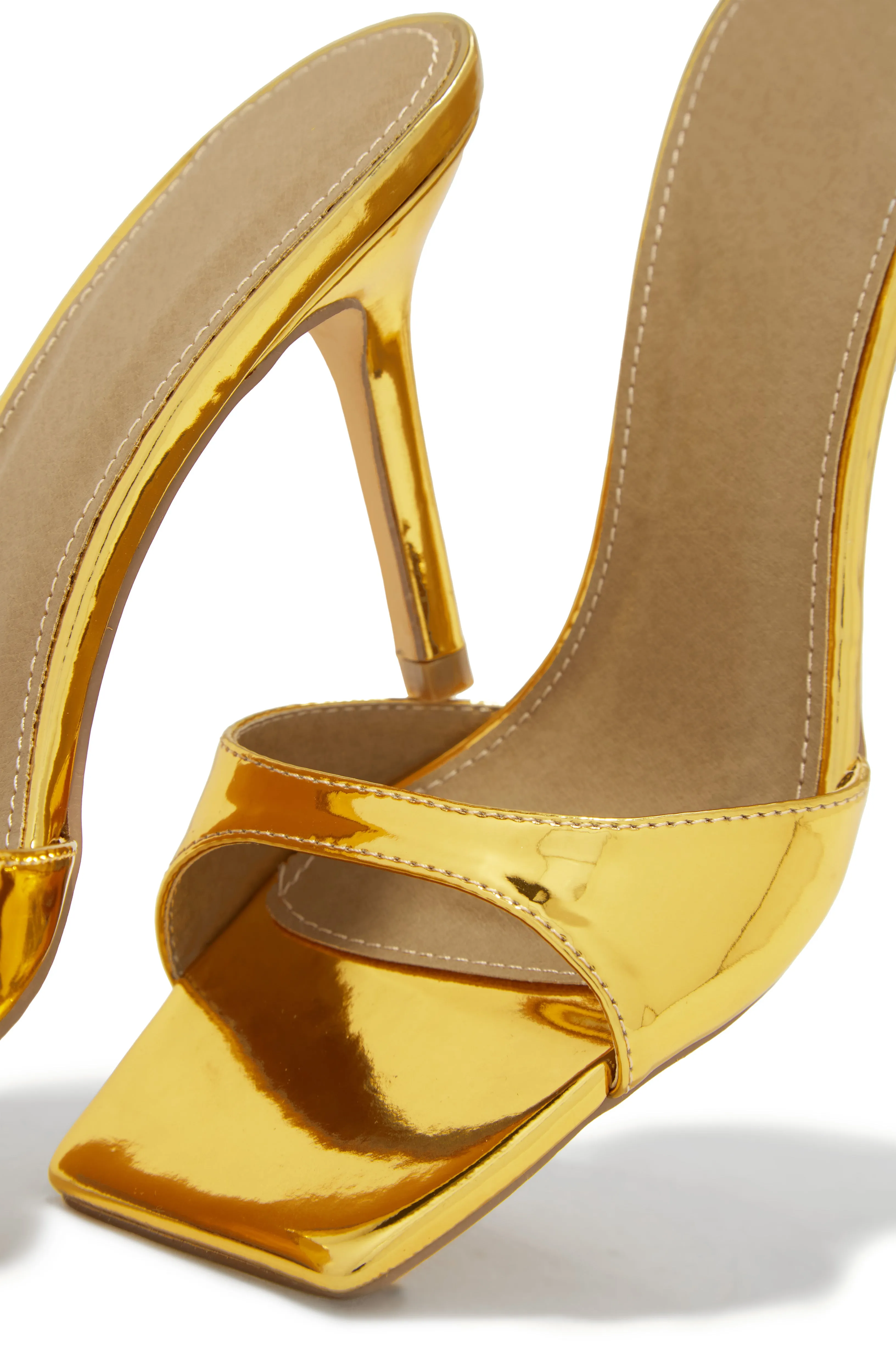 Nellie Mid Heel Mules - Gold