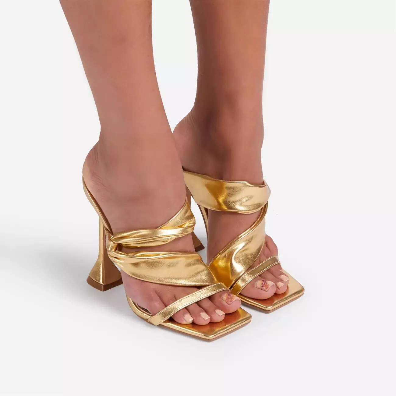 New fashion square opent toe slide stiletto heels for party