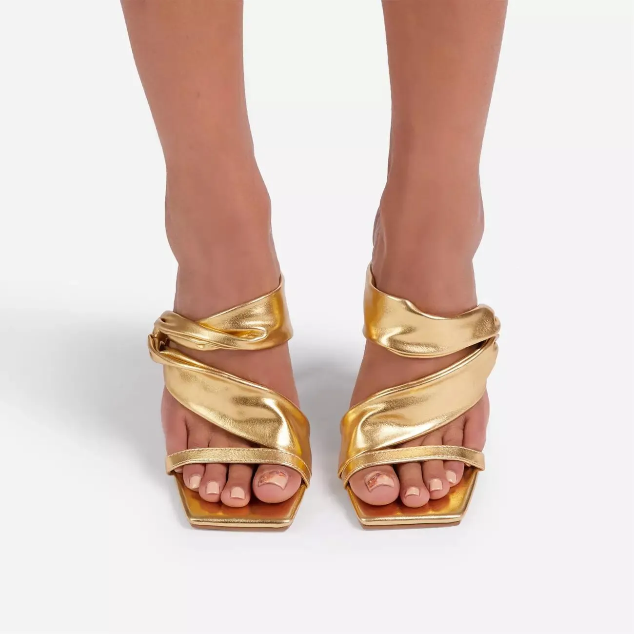New fashion square opent toe slide stiletto heels for party