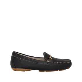 Onyx black leather moccasin