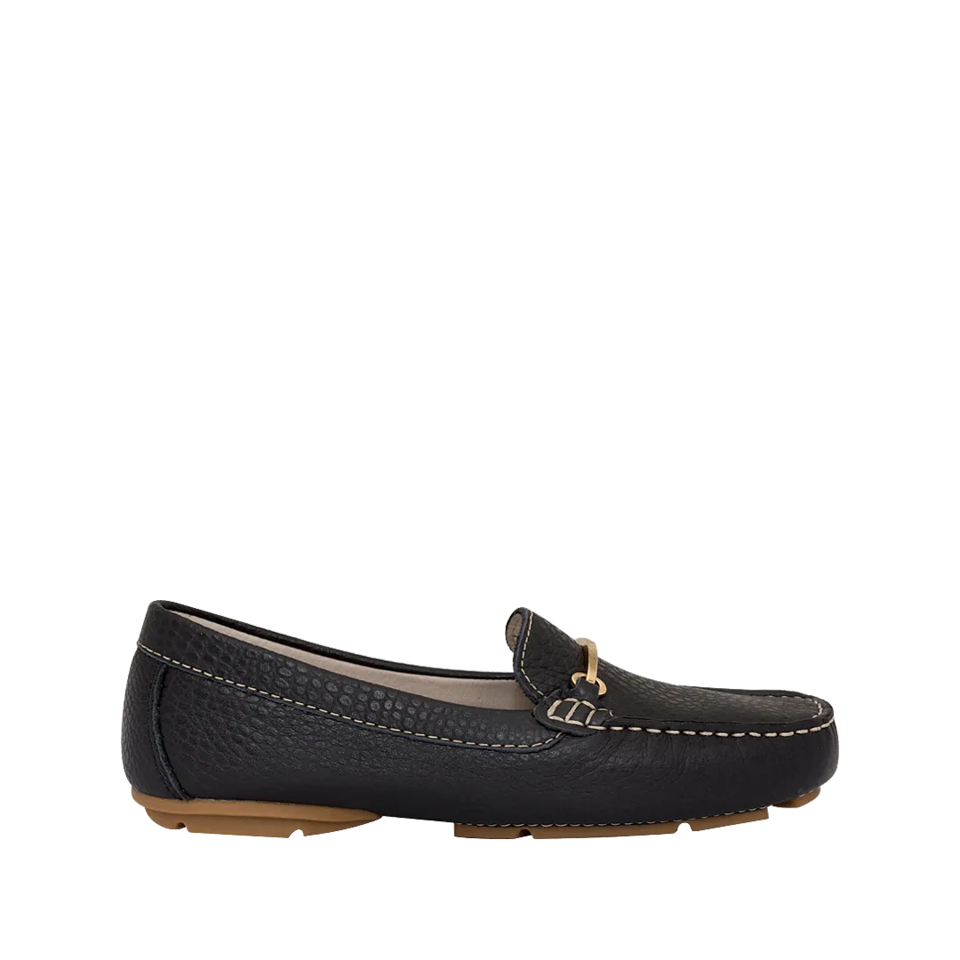 Onyx black leather moccasin
