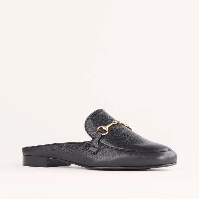 Open back mule with gold trim in Black - 12450
