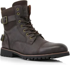 Polar Fox Patrick MPX808583 Men's 7-Eyelets Classic Combat Motorcycle Biker Boots with Zipper Closure