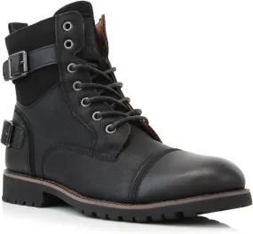 Polar Fox Patrick MPX808583 Men's 7-Eyelets Classic Combat Motorcycle Biker Boots with Zipper Closure