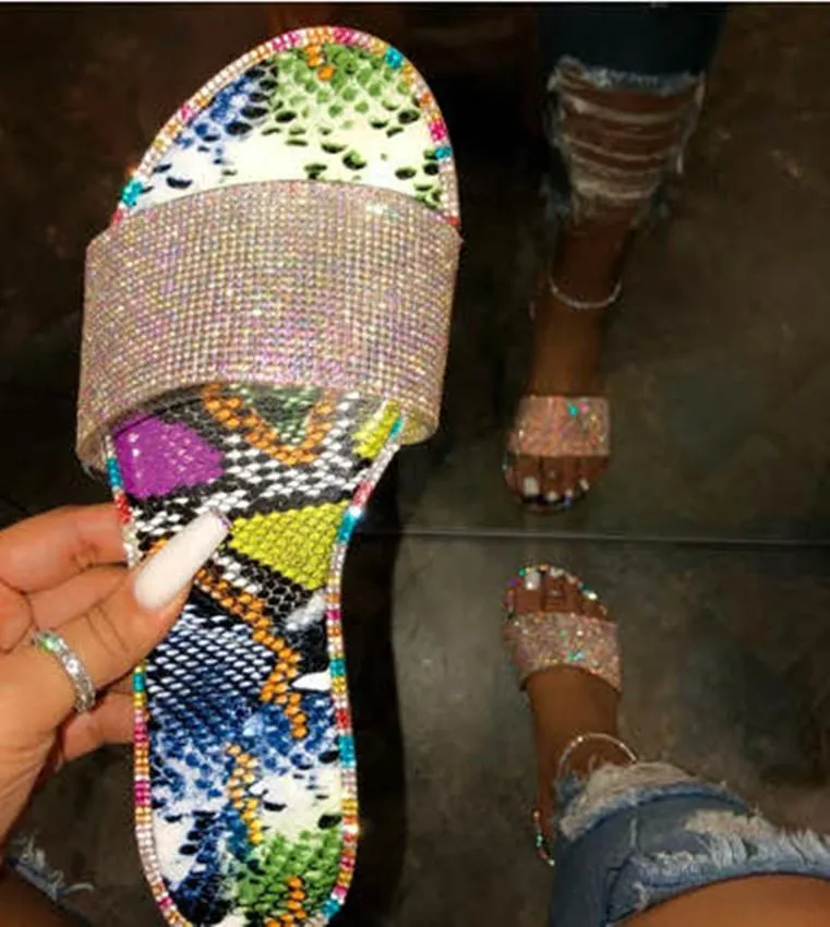 Rhinestone slide sandals fashion glitter slides