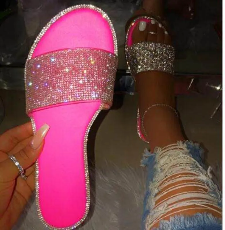 Rhinestone slide sandals fashion glitter slides