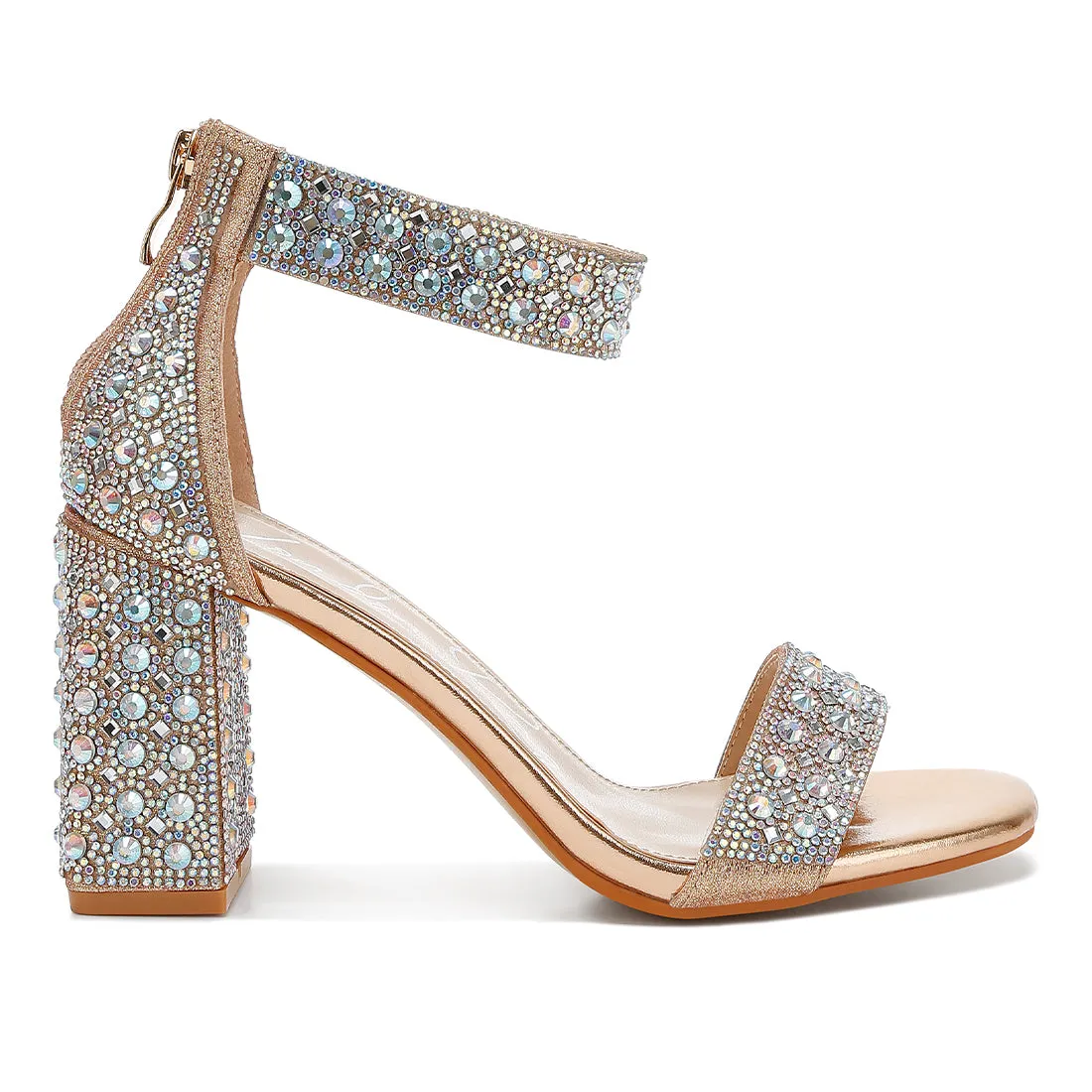 Rhinestones And Sequins Block Sandals