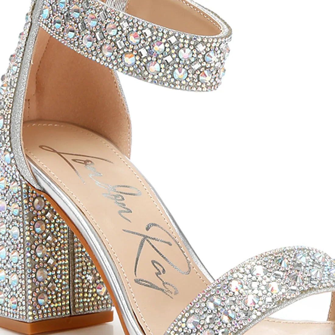 Rhinestones And Sequins Block Sandals
