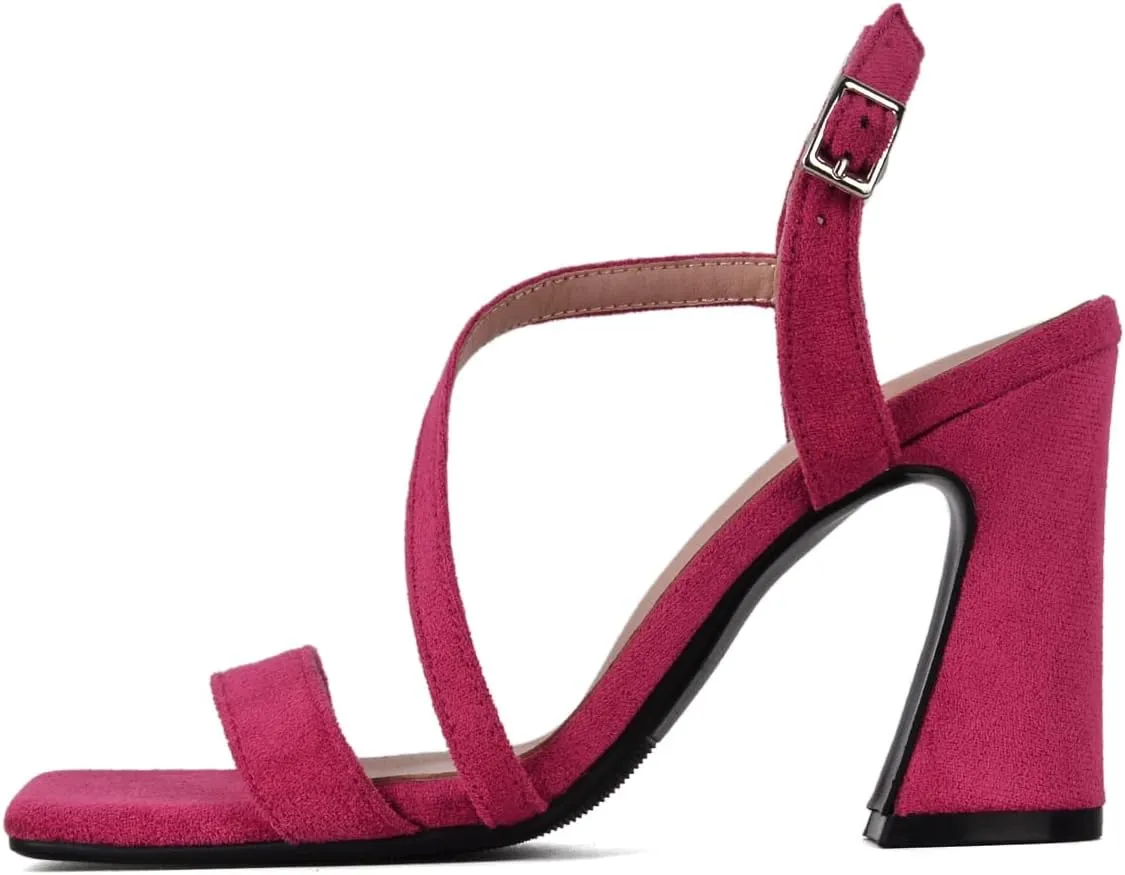 Roimaash Women Elegant Dressy Sandals Chunky Heels Open Toe Strappy Summer Shoes Slingback