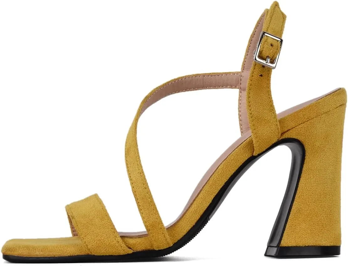 Roimaash Women Elegant Dressy Sandals Chunky Heels Open Toe Strappy Summer Shoes Slingback