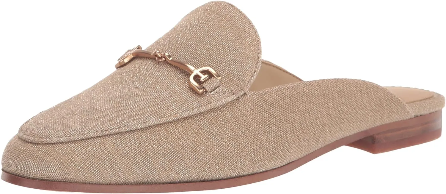 Sam Edelman Linnie Dark Natural Chain Embellished Slip On Almond Toe Flat Mules