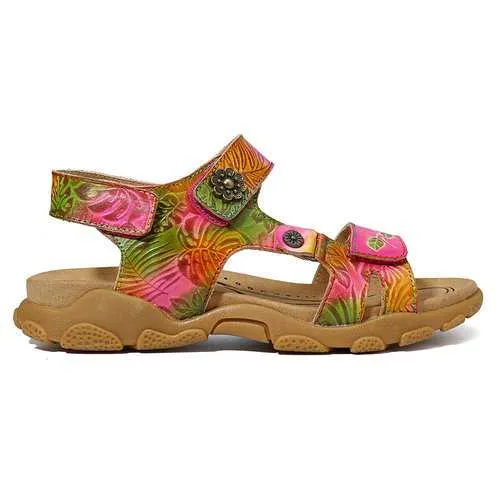 Soft Leather Hook Loop Sandals