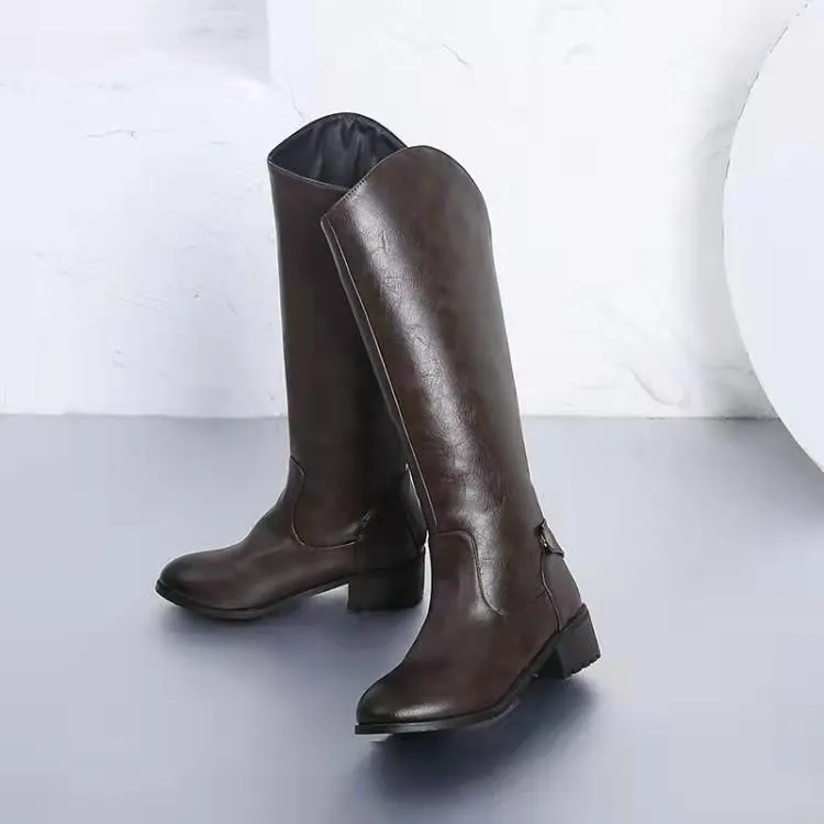 Square heel riding boots | Slim fit tall knight boots