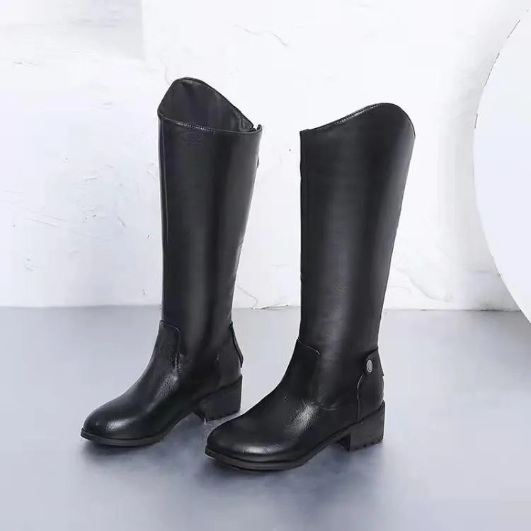 Square heel riding boots | Slim fit tall knight boots