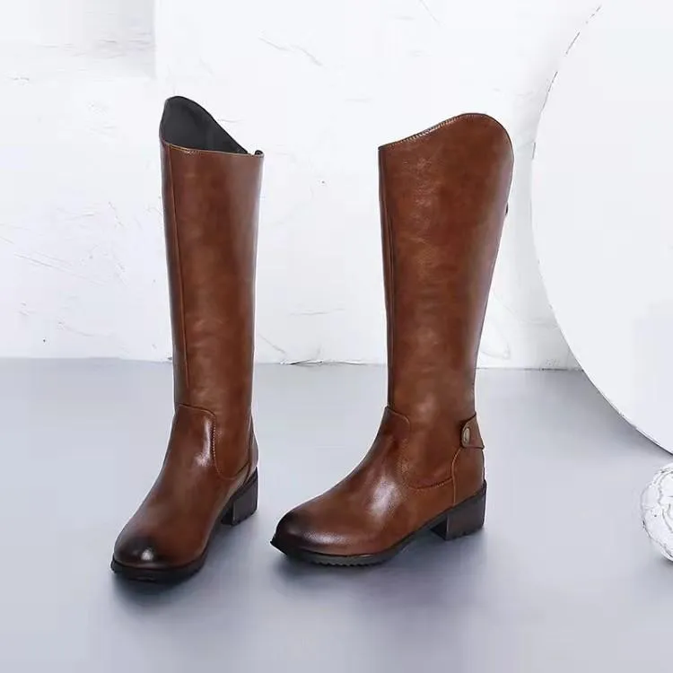 Square heel riding boots | Slim fit tall knight boots