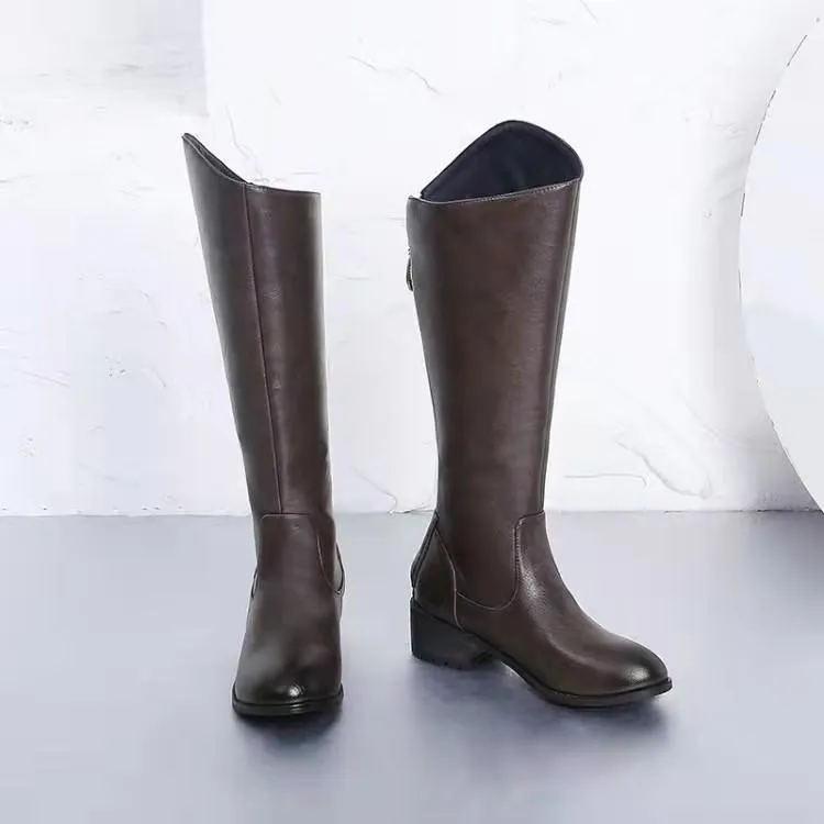 Square heel riding boots | Slim fit tall knight boots