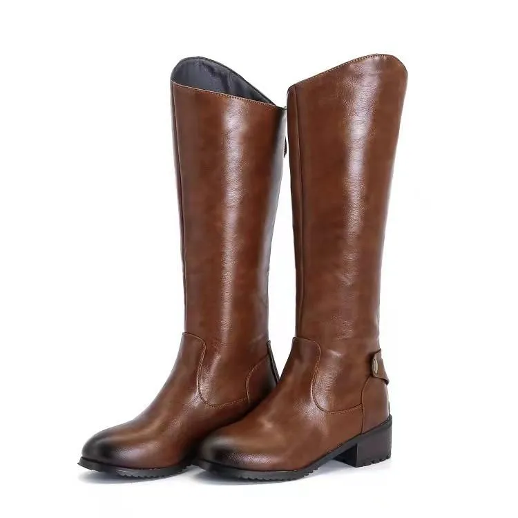 Square heel riding boots | Slim fit tall knight boots
